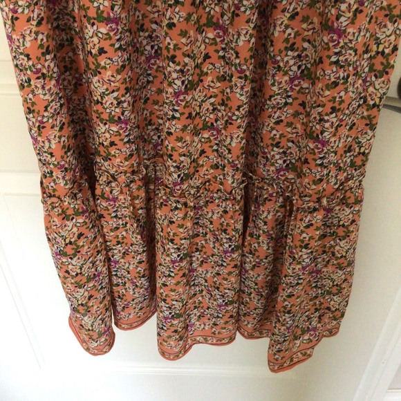 Max Studio Peach Floral Maxi Dress with Shirred Waist and Sleeves - Picture 5 of 6